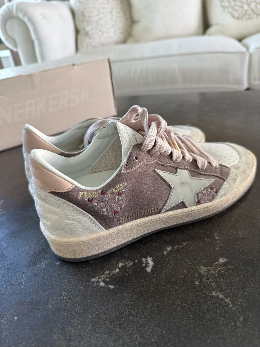 Golden Goose Ball Star Floral Embroidered Sneakers Size 36 | NEW IN BOX - Picture 5 of 10